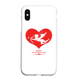 Чехол для iPhone XS Max матовый с принтом Happy Valentines Day в Новосибирске, Силикон | Область печати: задняя сторона чехла, без боковых панелей | Тематика изображения на принте: 14 февраля | love | valentines day | амур | валентинка | вторая половинка | день всех влюбленных | купидон | любовь | отношения | подарок любви | поцелуй | праздник любви | романтика | свидание | сердечки