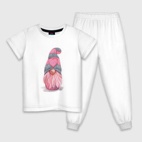 Детская пижама хлопок с принтом Гномик в Новосибирске, 100% хлопок |  брюки и футболка прямого кроя, без карманов, на брюках мягкая резинка на поясе и по низу штанин
 | гном | любовь | сердечко