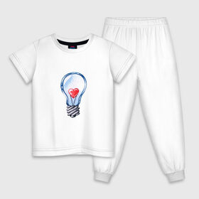 Детская пижама хлопок с принтом Ты-мой свет в Новосибирске, 100% хлопок |  брюки и футболка прямого кроя, без карманов, на брюках мягкая резинка на поясе и по низу штанин
 | лампа | любовь | сердечко