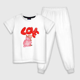 Детская пижама хлопок с принтом Барашек в Новосибирске, 100% хлопок |  брюки и футболка прямого кроя, без карманов, на брюках мягкая резинка на поясе и по низу штанин
 | баран | любовь | сердечко
