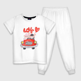 Детская пижама хлопок с принтом Ну что,красивая,поехали? в Новосибирске, 100% хлопок |  брюки и футболка прямого кроя, без карманов, на брюках мягкая резинка на поясе и по низу штанин
 | баран | барашек | любовь | сердечко