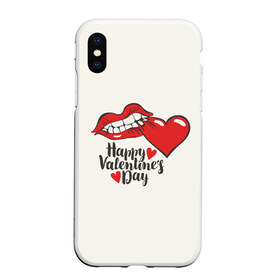 Чехол для iPhone XS Max матовый с принтом Happy Valentines Day в Новосибирске, Силикон | Область печати: задняя сторона чехла, без боковых панелей | Тематика изображения на принте: 14 февраля | love | valentines day | амур | валентинка | вторая половинка | день всех влюбленных | купидон | любовь | отношения | подарок любви | поцелуй | праздник любви | романтика | свидание | сердечки