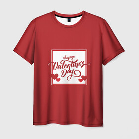 Мужская футболка 3D с принтом С Днём Святого Валентина в Новосибирске, 100% полиэфир | прямой крой, круглый вырез горловины, длина до линии бедер | Тематика изображения на принте: 14 февраля | love | valentines day | амур | валентинка | вторая половинка | день всех влюбленных | купидон | любовь | отношения | подарок любви | поцелуй | праздник любви | романтика | свидание | сердечки
