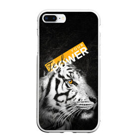 Чехол для iPhone 7Plus/8 Plus матовый с принтом Почувствуй свою силу в Новосибирске, Силикон | Область печати: задняя сторона чехла, без боковых панелей | Тематика изображения на принте: feel | power | tiger | белый | животное | сила | тигр | хищник | черный