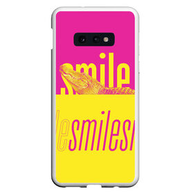 Чехол для Samsung S10E с принтом Улыбнись (крокодил) в Новосибирске, Силикон | Область печати: задняя сторона чехла, без боковых панелей | smile | гена | желтый | крокодил | позитив | розовый | улыбка | улыбнись
