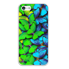 Чехол для iPhone 5/5S матовый с принтом Радужные бабочки в Новосибирске, Силикон | Область печати: задняя сторона чехла, без боковых панелей | абстракция | бабочки | градиент | неон | природа | радуга | узор | фон | яркий узор