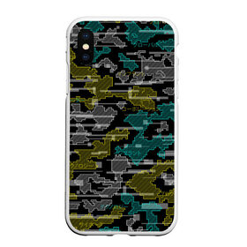 Чехол для iPhone XS Max матовый с принтом Futuristic Camo в Новосибирске, Силикон | Область печати: задняя сторона чехла, без боковых панелей | cyberpunk | glitch | глитч | камуфляж | киберпанк | футуристичный