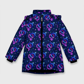 Зимняя куртка для девочек 3D с принтом Гендерные Символы в Новосибирске, ткань верха — 100% полиэстер; подклад — 100% полиэстер, утеплитель — 100% полиэстер. | длина ниже бедра, удлиненная спинка, воротник стойка и отстегивающийся капюшон. Есть боковые карманы с листочкой на кнопках, утяжки по низу изделия и внутренний карман на молнии. 

Предусмотрены светоотражающий принт на спинке, радужный светоотражающий элемент на пуллере молнии и на резинке для утяжки. | Тематика изображения на принте: love | амур | афродита | валентинка | влюбленность | вторая половинка | купидон | любовь | нежность | отношения | подарок любви | поцелуй | праздник любви | романтика | свидание | семья | сердечки