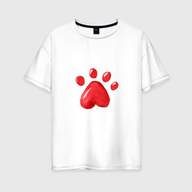 Женская футболка хлопок Oversize с принтом Кошачья лапка в Новосибирске, 100% хлопок | свободный крой, круглый ворот, спущенный рукав, длина до линии бедер
 | котьи лапки | котэ