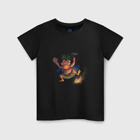 Детская футболка хлопок с принтом Лягушка шаман в Новосибирске, 100% хлопок | круглый вырез горловины, полуприлегающий силуэт, длина до линии бедер | frog | shaman | болото | костер | лягушка | шаман