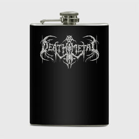 Фляга с принтом Deathmetal в Новосибирске, металлический корпус | емкость 0,22 л, размер 125 х 94 мм. Виниловая наклейка запечатывается полностью | deathcore | deathmetal | metal | rock | teribal | дэткор | дэтметал | рок