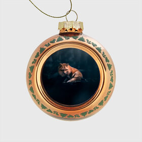 Стеклянный ёлочный шар с принтом Мудрый лис в Новосибирске, Стекло | Диаметр: 80 мм | fox | foxy | животное | звери | лиса | лисенок | лисичка | милая | рыжая | фокс