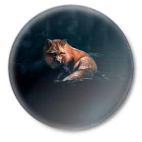 Значок с принтом Мудрый лис в Новосибирске,  металл | круглая форма, металлическая застежка в виде булавки | Тематика изображения на принте: fox | foxy | животное | звери | лиса | лисенок | лисичка | милая | рыжая | фокс