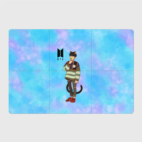 Магнитный плакат 3Х2 с принтом BTS Cat в Новосибирске, Полимерный материал с магнитным слоем | 6 деталей размером 9*9 см | Тематика изображения на принте: bts | k pop | kpop | rm | аниме | бтс | ви | джей хоуп | джонгук | кпоп | сюга | чимин | чин | япония
