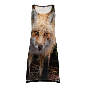 Платье-майка 3D с принтом Лиса в Новосибирске, 100% полиэстер | полуприлегающий силуэт, широкие бретели, круглый вырез горловины, удлиненный подол сзади. | fox | foxy | животное | звери | лиса | лисенок | лисичка | милая | рыжая | фокс
