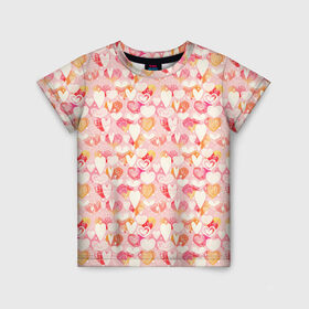 Детская футболка 3D с принтом Сердечки в Новосибирске, 100% гипоаллергенный полиэфир | прямой крой, круглый вырез горловины, длина до линии бедер, чуть спущенное плечо, ткань немного тянется | 8 марта | love | девочки | женская | любовь | подружке | сердечки