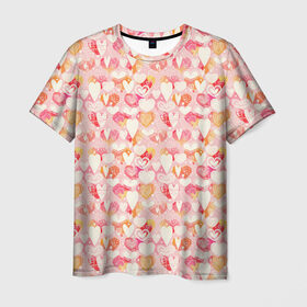 Мужская футболка 3D с принтом Сердечки в Новосибирске, 100% полиэфир | прямой крой, круглый вырез горловины, длина до линии бедер | 8 марта | love | девочки | женская | любовь | подружке | сердечки