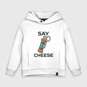 Детское худи Oversize хлопок с принтом Say Cheese в Новосибирске, френч-терри — 70% хлопок, 30% полиэстер. Мягкий теплый начес внутри —100% хлопок | боковые карманы, эластичные манжеты и нижняя кромка, капюшон на магнитной кнопке | Тематика изображения на принте: awp | breeki | cheeki | counter | cs | easy | everyday | ez | gg | go | just | katka | kill | knife | lemon | luck | mid | no | one | plant | pz | rush | shot | skill | smoke | squeeze | strike | wp | вп | гг | изи | катка | контра