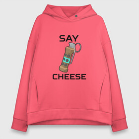 Женское худи Oversize хлопок с принтом Say Cheese в Новосибирске, френч-терри — 70% хлопок, 30% полиэстер. Мягкий теплый начес внутри —100% хлопок | боковые карманы, эластичные манжеты и нижняя кромка, капюшон на магнитной кнопке | awp | breeki | cheeki | counter | cs | easy | everyday | ez | gg | go | just | katka | kill | knife | lemon | luck | mid | no | one | plant | pz | rush | shot | skill | smoke | squeeze | strike | wp | вп | гг | изи | катка | контра