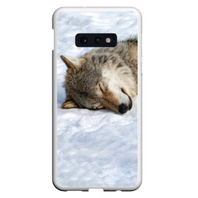 Чехол для Samsung S10E с принтом Спящий Волк в Новосибирске, Силикон | Область печати: задняя сторона чехла, без боковых панелей | animals | wolf | волк | волки | животные | звери | зверь | одиночество | одиночка | пёс | собака | спящий волк