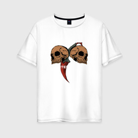 Женская футболка хлопок Oversize с принтом Counter Strike в Новосибирске, 100% хлопок | свободный крой, круглый ворот, спущенный рукав, длина до линии бедер
 | counter strike global offensive | cs go | кс го | черепа | шутер