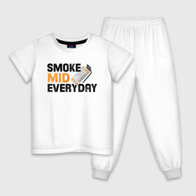 Детская пижама хлопок с принтом Smoke Mid Everyday в Новосибирске, 100% хлопок |  брюки и футболка прямого кроя, без карманов, на брюках мягкая резинка на поясе и по низу штанин
 | asiimov | asimov | beast | counter | counter strike | cs | easy | ez | gg | ggwp | global | go | gradient | howl | hyper | mem | meme | memes | offensive | smoke | strike | азимов | вой | градиент | зверь | контра | лого | логотип