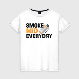 Женская футболка хлопок с принтом Smoke Mid Everyday в Новосибирске, 100% хлопок | прямой крой, круглый вырез горловины, длина до линии бедер, слегка спущенное плечо | asiimov | asimov | beast | counter | counter strike | cs | easy | ez | gg | ggwp | global | go | gradient | howl | hyper | mem | meme | memes | offensive | smoke | strike | азимов | вой | градиент | зверь | контра | лого | логотип