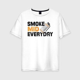 Женская футболка хлопок Oversize с принтом Smoke Mid Everyday в Новосибирске, 100% хлопок | свободный крой, круглый ворот, спущенный рукав, длина до линии бедер
 | Тематика изображения на принте: asiimov | asimov | beast | counter | counter strike | cs | easy | ez | gg | ggwp | global | go | gradient | howl | hyper | mem | meme | memes | offensive | smoke | strike | азимов | вой | градиент | зверь | контра | лого | логотип