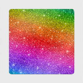 Магнит виниловый Квадрат с принтом Блестки радуги в Новосибирске, полимерный материал с магнитным слоем | размер 9*9 см, закругленные углы | абстракция | блеск | блестки | блестяжки | блестяшки | градиент | радуга | узор | фон | яркий узор