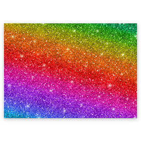 Поздравительная открытка с принтом Блестки радуги в Новосибирске, 100% бумага | плотность бумаги 280 г/м2, матовая, на обратной стороне линовка и место для марки
 | абстракция | блеск | блестки | блестяжки | блестяшки | градиент | радуга | узор | фон | яркий узор