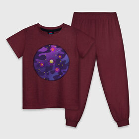 Детская пижама хлопок с принтом Мой космос! в Новосибирске, 100% хлопок |  брюки и футболка прямого кроя, без карманов, на брюках мягкая резинка на поясе и по низу штанин
 | tgcarpg | звезды | кометы | космос | планеты | розовый | солнце | фиолетовый