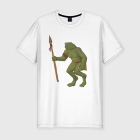 Мужская футболка хлопок Slim с принтом жаблин в Новосибирске, 92% хлопок, 8% лайкра | приталенный силуэт, круглый вырез ворота, длина до линии бедра, короткий рукав | Тематика изображения на принте: carpg | fantasy | humanoid | жабы | персонаж