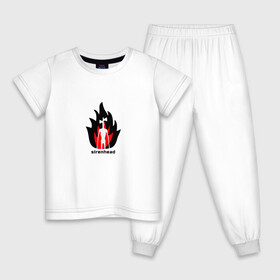 Детская пижама хлопок с принтом Sirenhead в Новосибирске, 100% хлопок |  брюки и футболка прямого кроя, без карманов, на брюках мягкая резинка на поясе и по низу штанин
 | sirenhead | монстр | огонь | пламя | сиреноголовый | чудовище