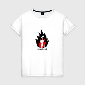Женская футболка хлопок с принтом Sirenhead в Новосибирске, 100% хлопок | прямой крой, круглый вырез горловины, длина до линии бедер, слегка спущенное плечо | sirenhead | монстр | огонь | пламя | сиреноголовый | чудовище
