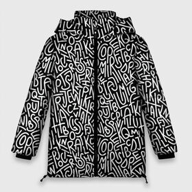 Женская зимняя куртка 3D с принтом Grunge в Новосибирске, верх — 100% полиэстер; подкладка — 100% полиэстер; утеплитель — 100% полиэстер | длина ниже бедра, силуэт Оверсайз. Есть воротник-стойка, отстегивающийся капюшон и ветрозащитная планка. 

Боковые карманы с листочкой на кнопках и внутренний карман на молнии | texture | анархия | буквы | иероглифы | иллюзии | мозайка | надпись | оптические | паттерн | перья | полосы | слова | текстура | узор | фигуры | чб