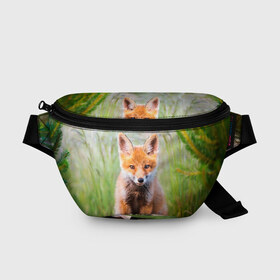 Поясная сумка 3D с принтом Лисичка в Новосибирске, 100% полиэстер | плотная ткань, ремень с регулируемой длиной, внутри несколько карманов для мелочей, основное отделение и карман с обратной стороны сумки застегиваются на молнию | fox | foxy | животное | звери | лиса | лисенок | лисичка | милая | рыжая | фокс