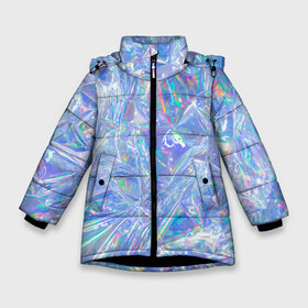 Зимняя куртка для девочек 3D с принтом 3d ice glitch в Новосибирске, ткань верха — 100% полиэстер; подклад — 100% полиэстер, утеплитель — 100% полиэстер. | длина ниже бедра, удлиненная спинка, воротник стойка и отстегивающийся капюшон. Есть боковые карманы с листочкой на кнопках, утяжки по низу изделия и внутренний карман на молнии. 

Предусмотрены светоотражающий принт на спинке, радужный светоотражающий элемент на пуллере молнии и на резинке для утяжки. | 3d | 3д | glitch | ice | блеск | блестки | глитч | глич | лед | мятая | пакет | свечение