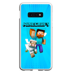 Чехол для Samsung S10E с принтом Minecraft в Новосибирске, Силикон | Область печати: задняя сторона чехла, без боковых панелей | minecraft | алекс | белый | блоки | ведьма | взрывчатка | визера | волк | гаст | добывать | дракон | зеленый куб | зомби | игра | крафт | крипер | кубики | лошадка | майн | майнкрафт | манкрафт | овечка | оцелот