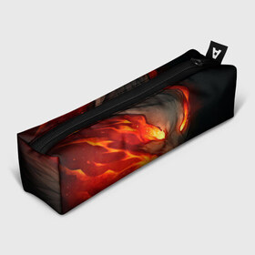 Пенал 3D с принтом Пламенный лев Inferno в Новосибирске, 100% полиэстер | плотная ткань, застежка на молнии | Тематика изображения на принте: 
