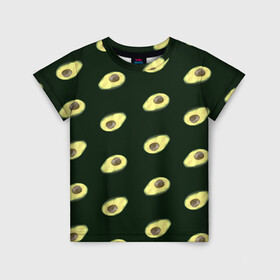 Детская футболка 3D с принтом Авокадо в Новосибирске, 100% гипоаллергенный полиэфир | прямой крой, круглый вырез горловины, длина до линии бедер, чуть спущенное плечо, ткань немного тянется | low poly avocado | авокадо | авокадо с косточкой | растение | фрукт