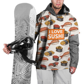 Накидка на куртку 3D с принтом I love sushi Я люблю суши в Новосибирске, 100% полиэстер |  | japan | japanese | виды суши | гункан | гунканы | икра | красная икра | красная рыба | креветка | лосось | маки | нигири | омлет | паттерн | ролл | роллы | сашими | суси | узор | фастфуд | форель | футомаки
