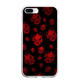 Чехол для iPhone 7Plus/8 Plus матовый с принтом RED SAMURAI PATTERN в Новосибирске, Силикон | Область печати: задняя сторона чехла, без боковых панелей | Тематика изображения на принте: 2019 | cd project red | cyberpunk 2077 | cyberpunk fashion | hacker | keanu reeves | maelstrom | militech | night city | quadra | samurai | samurai cyberpunk 2077 | sci fi | trauma team | v | ви | киану ривз | киберпанк 2077 | логотип | роботы | 