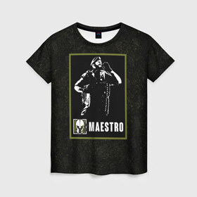 Женская футболка 3D с принтом Maestro в Новосибирске, 100% полиэфир ( синтетическое хлопкоподобное полотно) | прямой крой, круглый вырез горловины, длина до линии бедер | maestro | r6s | rainbow six siege | маэстро | оперативник | персонаж