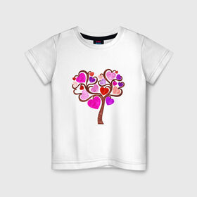 Детская футболка хлопок с принтом Древо любви в Новосибирске, 100% хлопок | круглый вырез горловины, полуприлегающий силуэт, длина до линии бедер | 14 февраля | 8 марта | дерево | любить | любовь | сердце