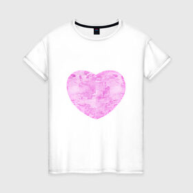 Женская футболка хлопок с принтом Акварельное сердце в Новосибирске, 100% хлопок | прямой крой, круглый вырез горловины, длина до линии бедер, слегка спущенное плечо | 