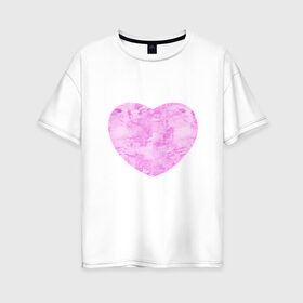 Женская футболка хлопок Oversize с принтом Акварельное сердце в Новосибирске, 100% хлопок | свободный крой, круглый ворот, спущенный рукав, длина до линии бедер
 | 