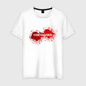 Мужская футболка хлопок с принтом Cyberpunk 2077, Arasaka corp. в Новосибирске, 100% хлопок | прямой крой, круглый вырез горловины, длина до линии бедер, слегка спущенное плечо. | arasaka corporation | blood | cyberpunk 2077 | logo