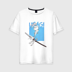 Женская футболка хлопок Oversize с принтом Усаги Ёдзимбо в Новосибирске, 100% хлопок | свободный крой, круглый ворот, спущенный рукав, длина до линии бедер
 | anime | comics | usagi yojimbo | аниме | анимэ | комикс | комиксы | кролик | самурай | усаги ёдзимбо