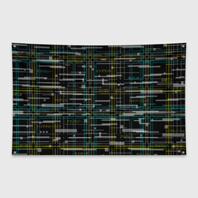 Флаг-баннер с принтом Cyberpunk Tartan в Новосибирске, 100% полиэстер | размер 67 х 109 см, плотность ткани — 95 г/м2; по краям флага есть четыре люверса для крепления | cyberpunk | glitch | глитч | киберпанк | клетка | матрица | узор | футуристичный | шотландка