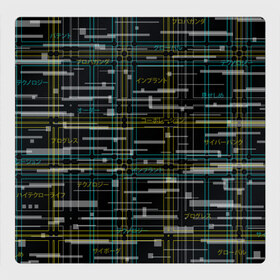 Магнитный плакат 3Х3 с принтом Cyberpunk Tartan в Новосибирске, Полимерный материал с магнитным слоем | 9 деталей размером 9*9 см | cyberpunk | glitch | глитч | киберпанк | клетка | матрица | узор | футуристичный | шотландка